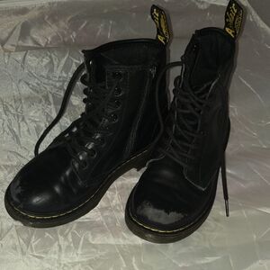Dr. Martens Black Kids Leather Boots
